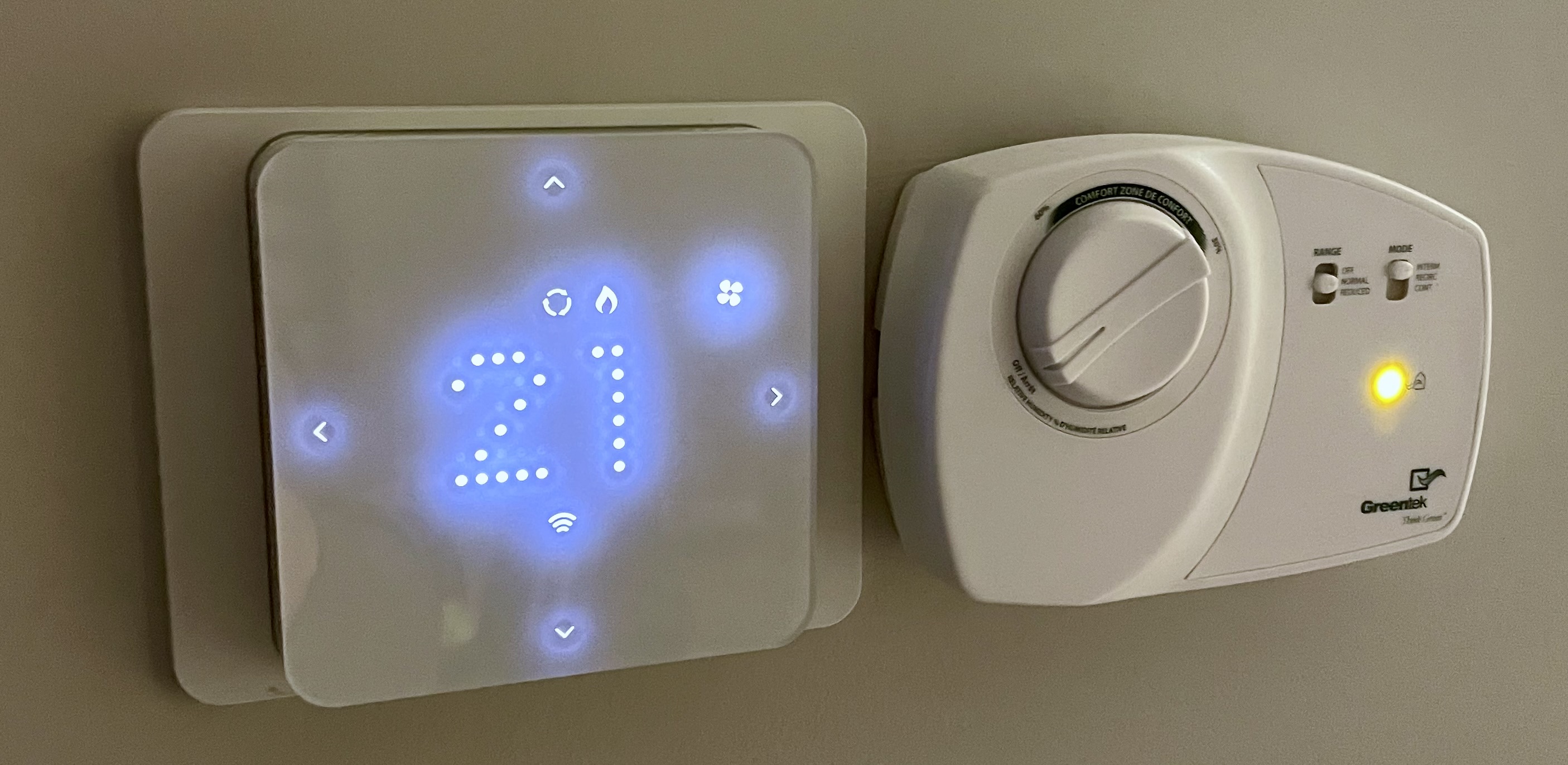 Zen Thermostat (left).